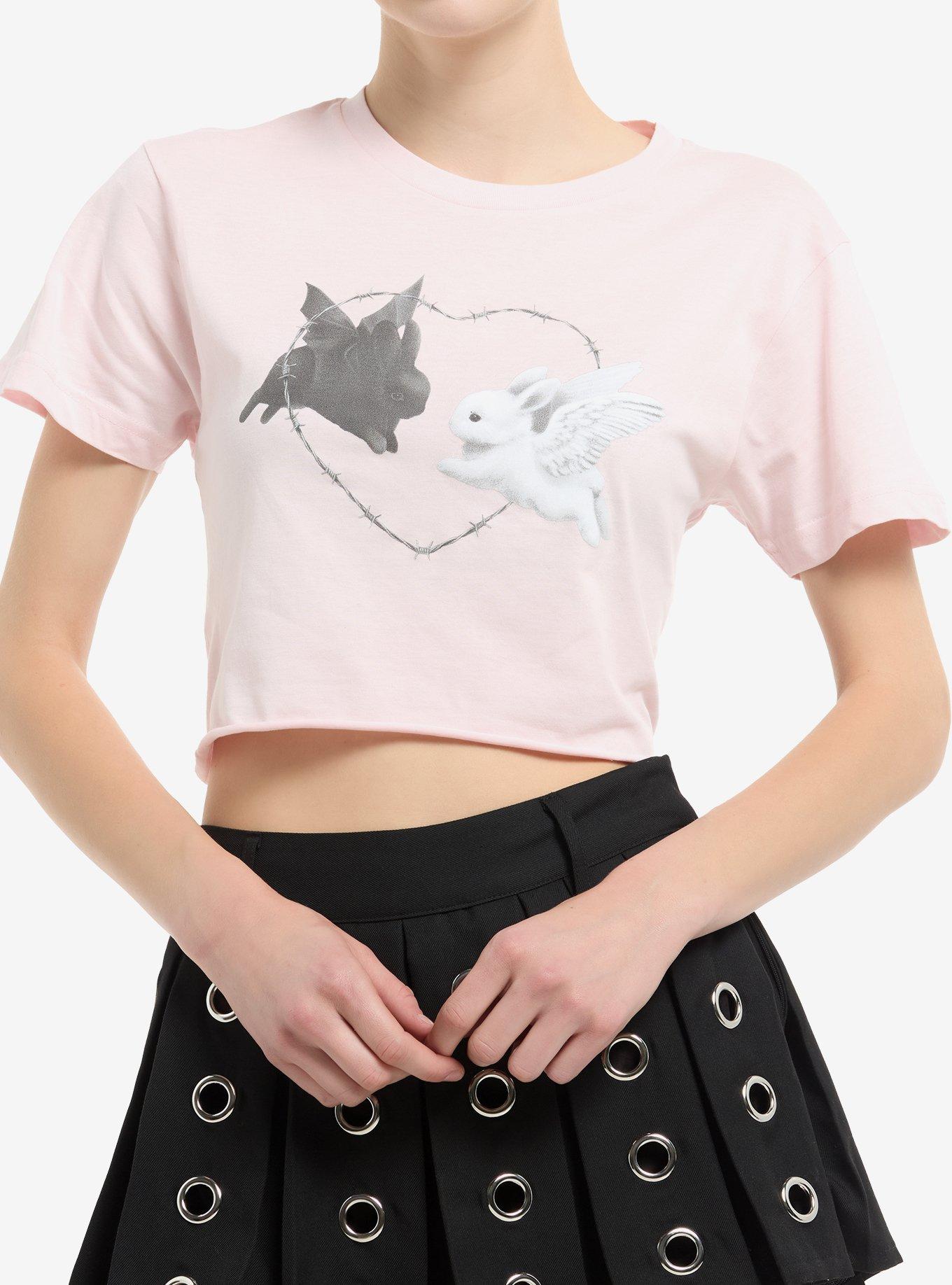Angel & Devil Bunny Girls Crop By Vampire Valentine T-Shirt | Trending Graphic Tee For Fans