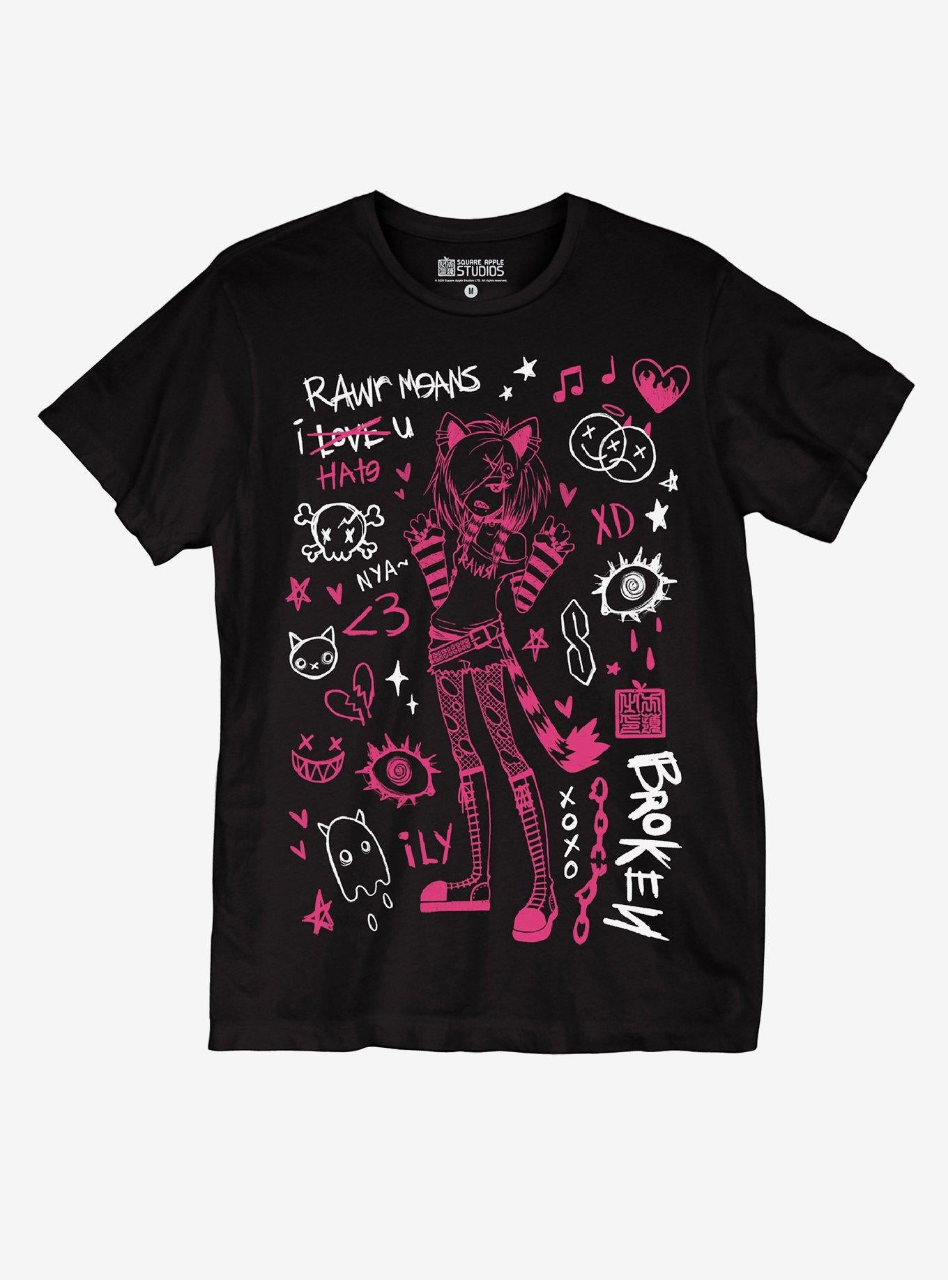 Rawr Emo Girls By Square Apple Studios T-Shirt | Trending Graphic Tee For Fans