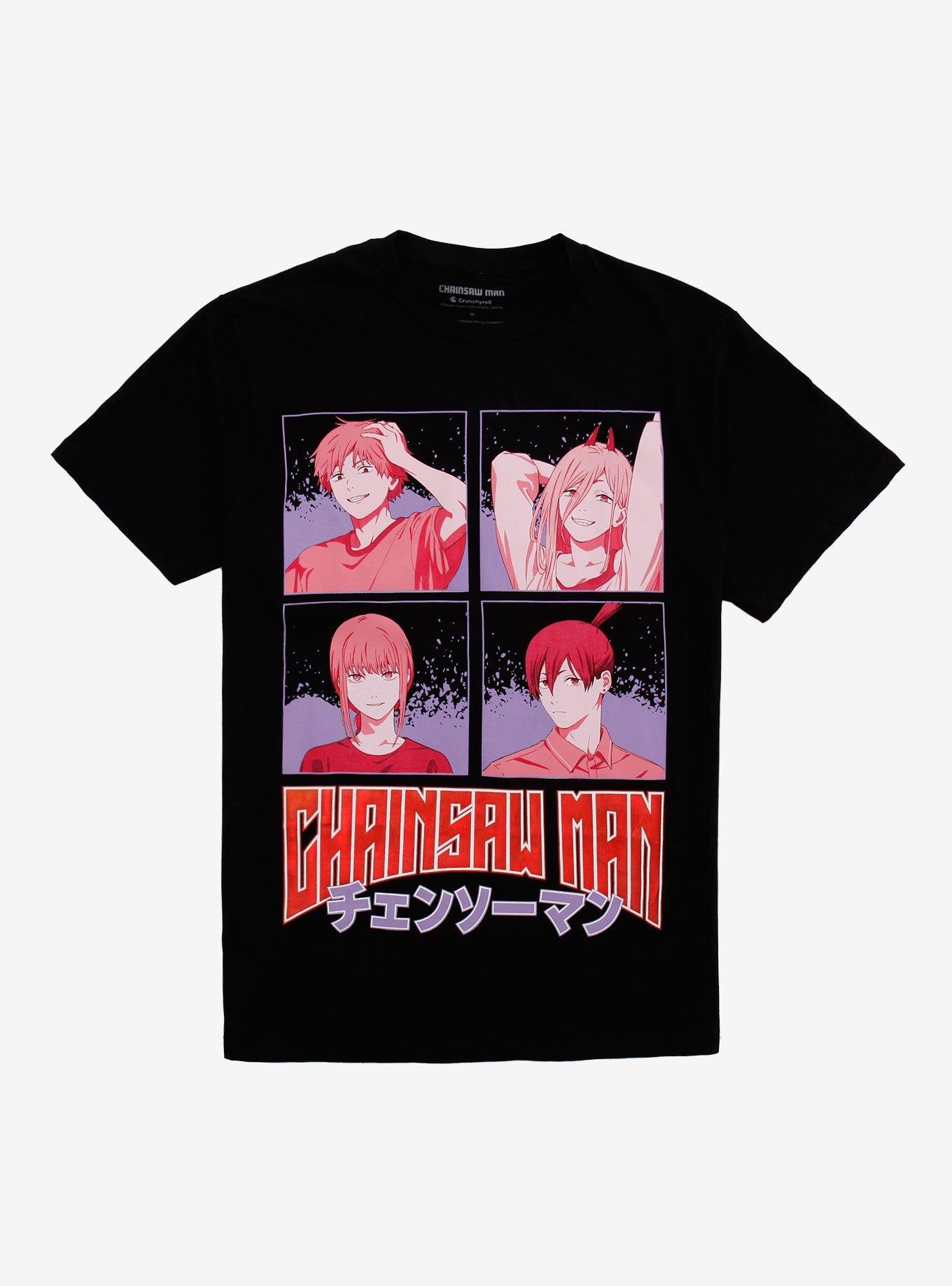 Chainsaw Man Tonal Group Grid Foil Girls T-Shirt | Trending Graphic Tee For Fans