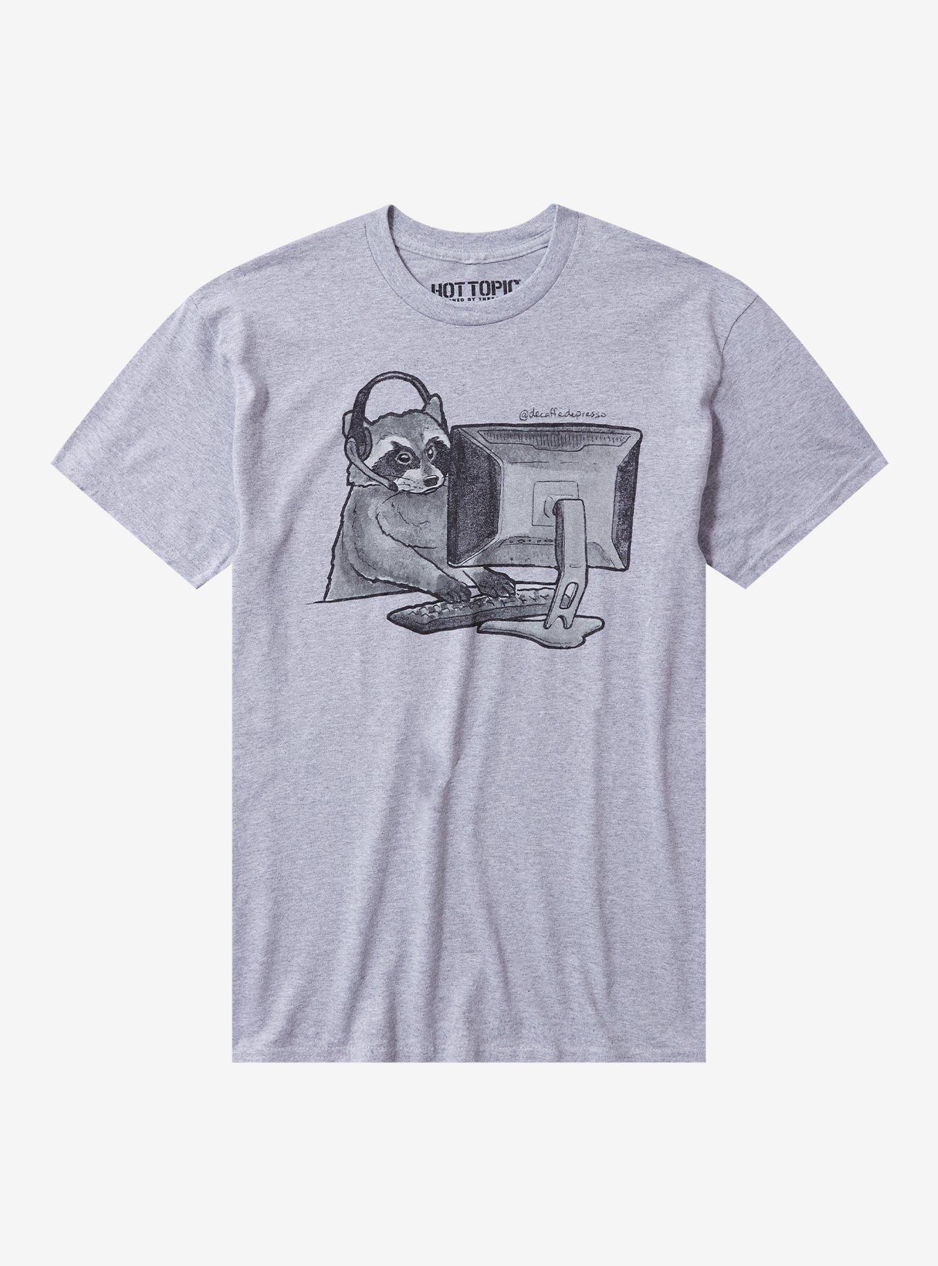 Raccoon Gaming By Decaffedepresso T-Shirt | Trending Graphic Tee For Fans