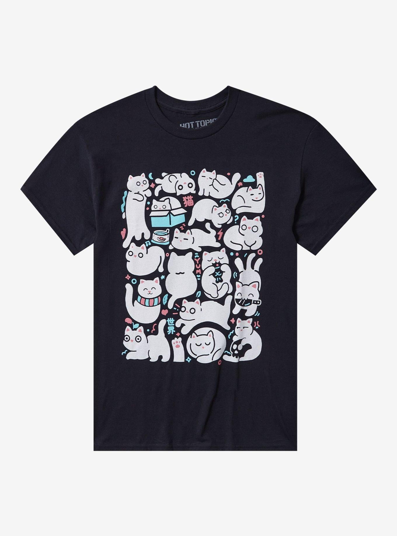 White Cat Collage By Kucing Meow T-Shirt | Trending Graphic Tee For Fans