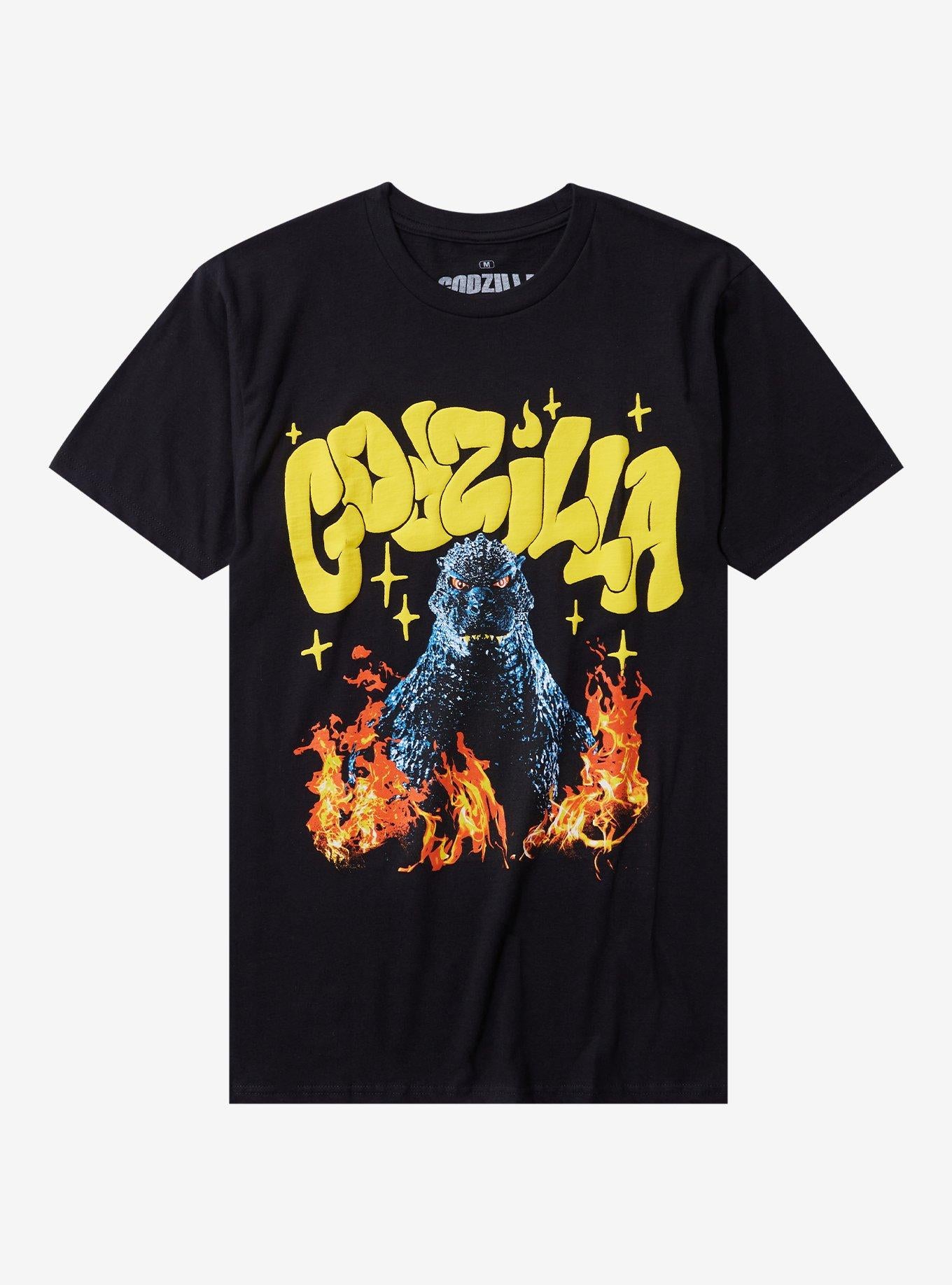 Godzilla Flames Puff Print T-Shirt | Trending Graphic Tee For Fans