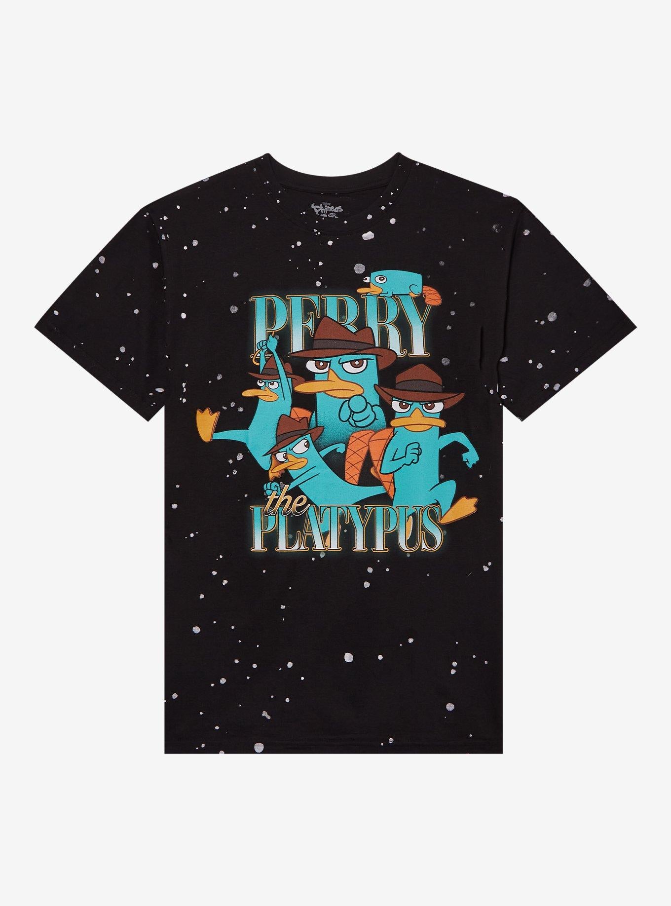 Disney Phineas And Ferb Perry Collage Splatter Dye Girls T-Shirt | Trending Graphic Tee For Fans
