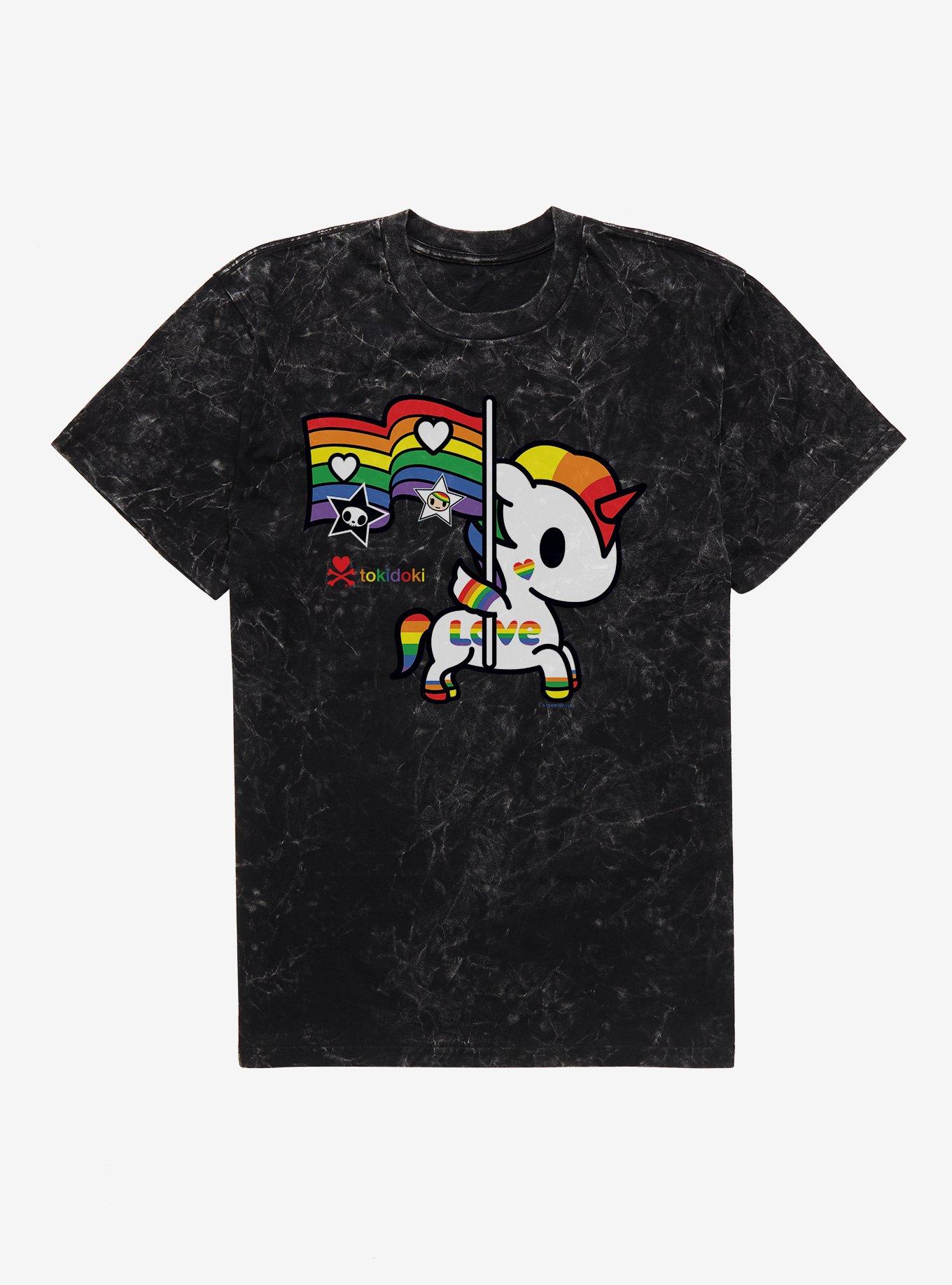 Tokidoki Unicorno Pride Flag Mineral Wash T-Shirt | Trending Graphic Tee For Fans