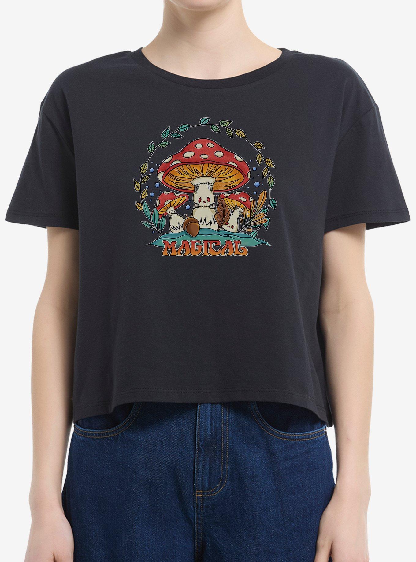 Magical Mushrooms Girls Boxy Crop T-Shirt | Trending Graphic Tee For Fans