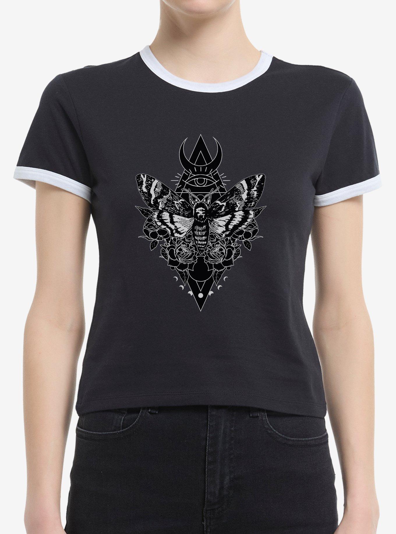 Moth Girls Ringer Crop T-Shirt | Trending Graphic Tee For Fans