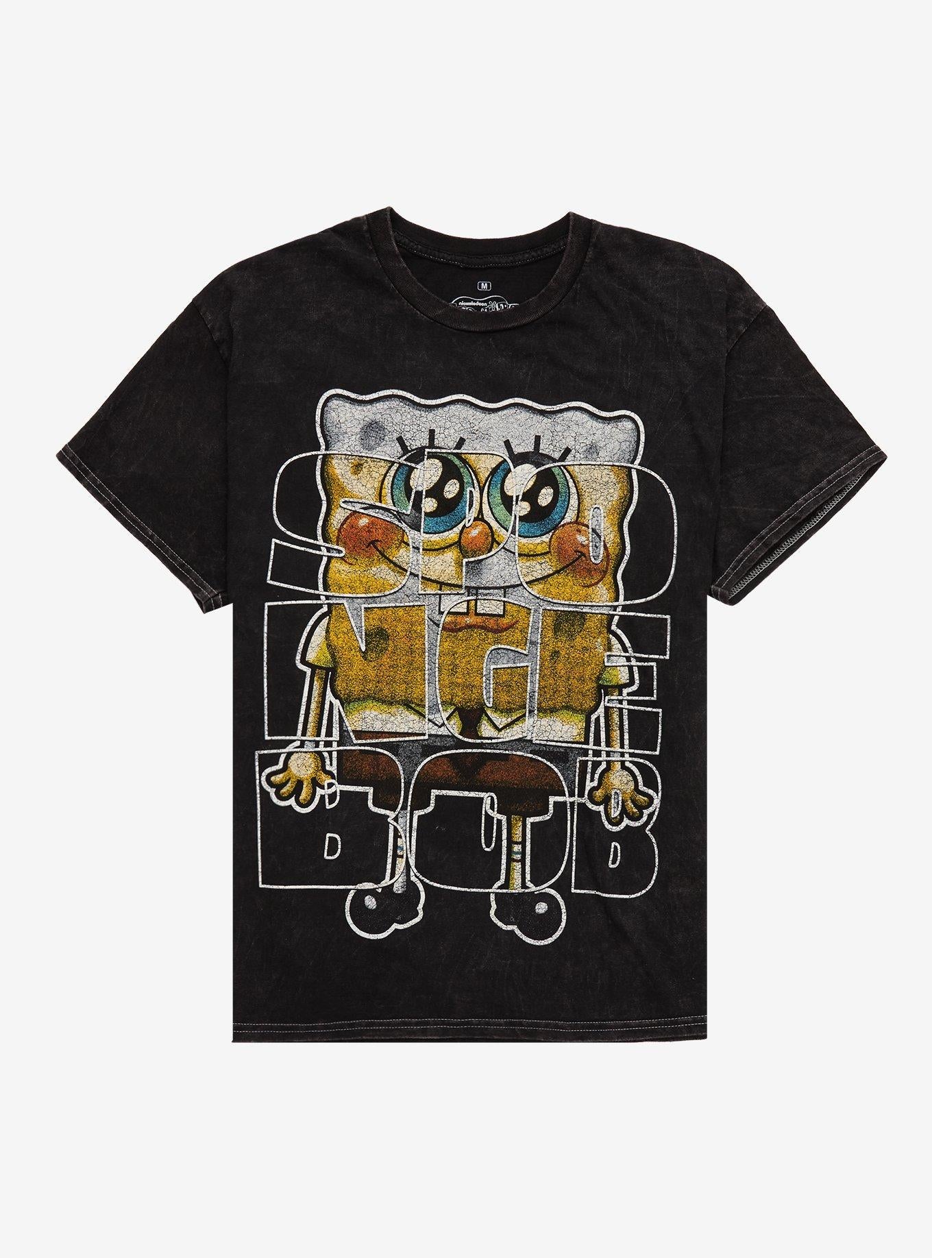 SpongeBob SquarePants Jumbo Name & Print Dark Wash T-Shirt | Trending Graphic Tee For Fans