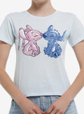 Disney Stitch & Angel Kiss Girls Baby T-Shirt | Trending Graphic Tee For Fans