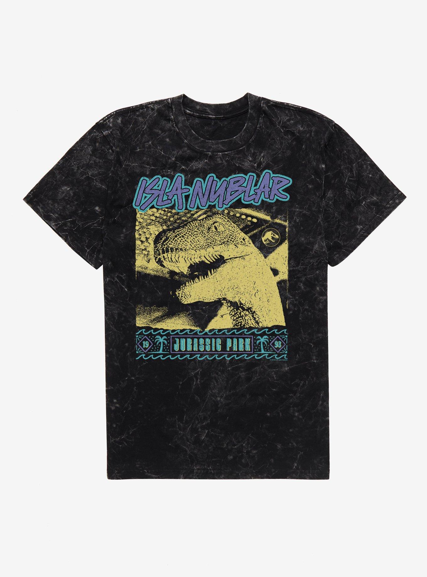 Jurassic Park Isla Nublar 1993 Retro Raptor Mineral Wash T-Shirt | Trending Graphic Tee For Fans