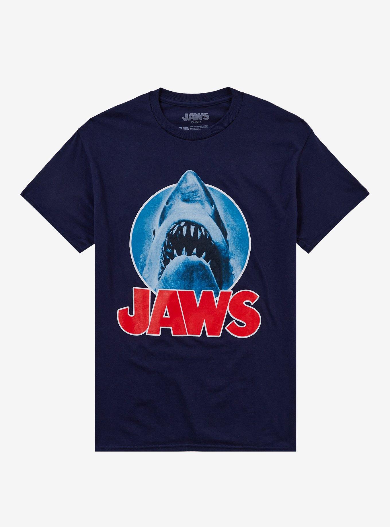 Jaws Shark Logo By Fright Rags T-Shirt | Trending Graphic Tee For Fans