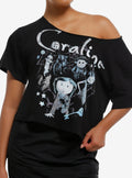 Coraline Jumbo Print Off-Shoulder Girls T-Shirt | Trending Graphic Tee For Fans
