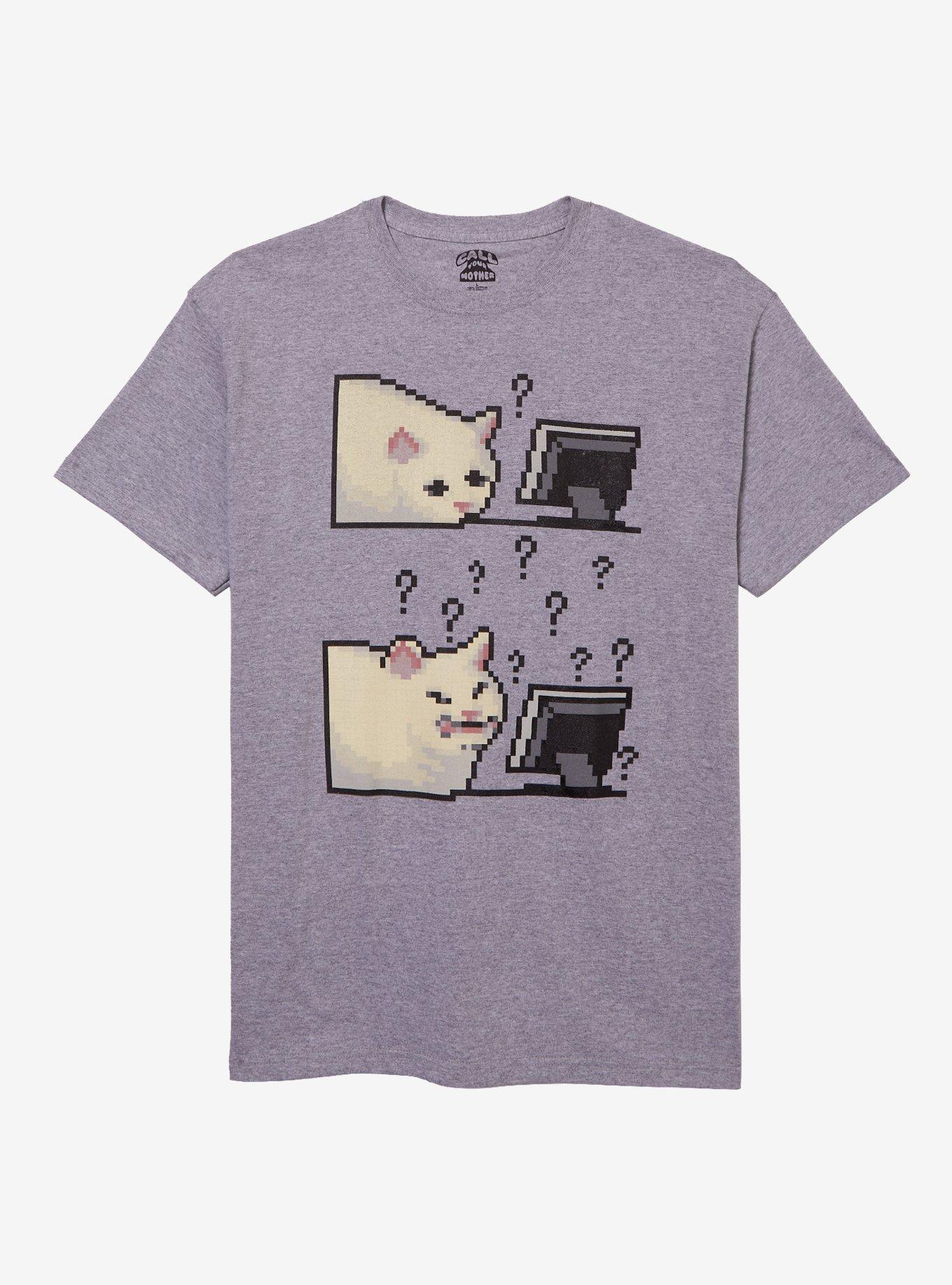8-Bit Cat Confused By Call Your Mother T-Shirt | Trending Graphic Tee For Fans