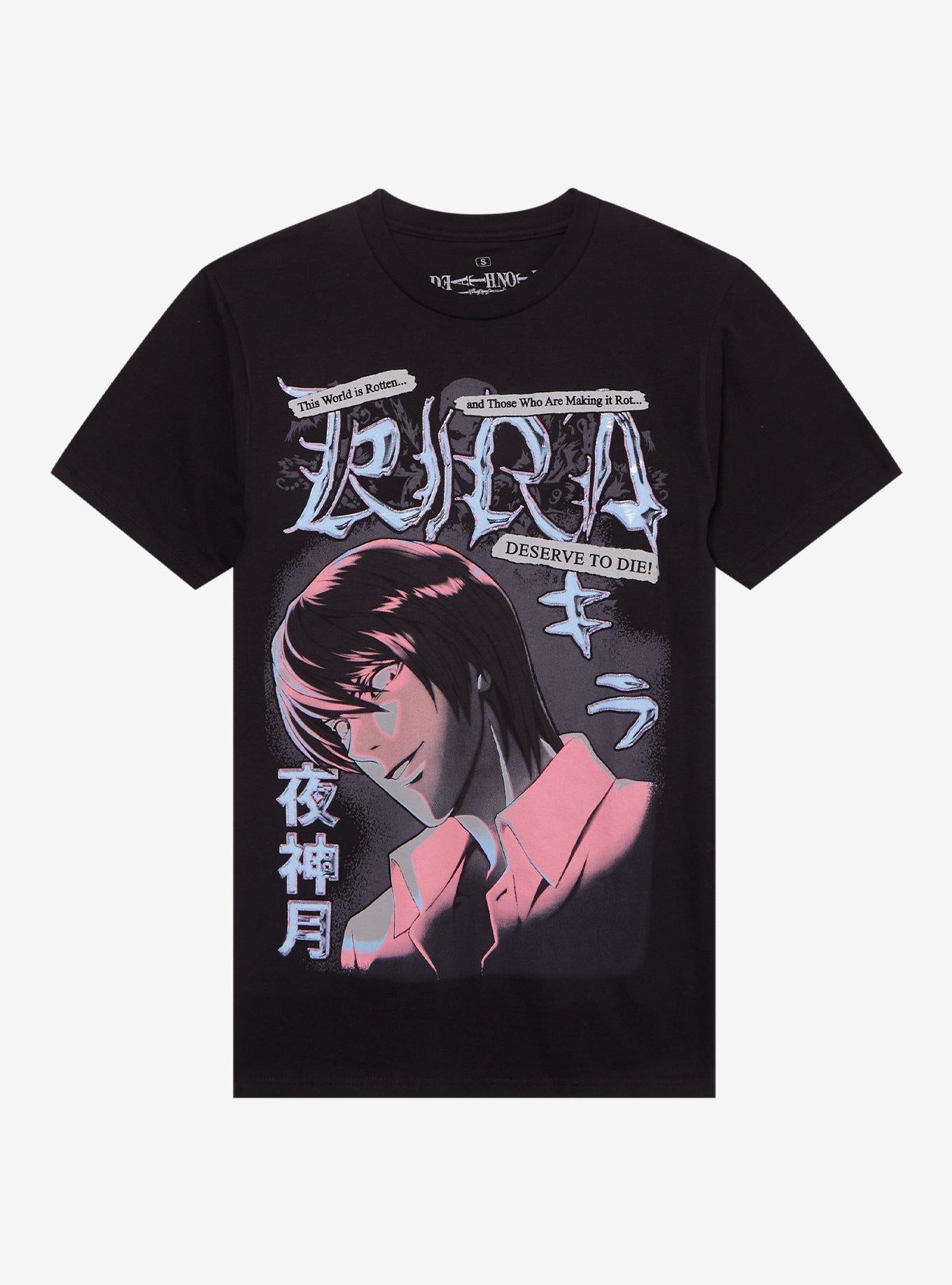 Death Note Kira Shiny Print T-Shirt | Trending Graphic Tee For Fans