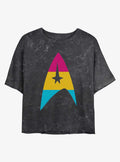Star Trek Pan Flag Logo Mineral Wash Crop T-Shirt | Trending Graphic Tee For Fans