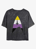 Star Trek Nonbinary Flag Logo Mineral Wash Crop T-Shirt | Trending Graphic Tee For Fans
