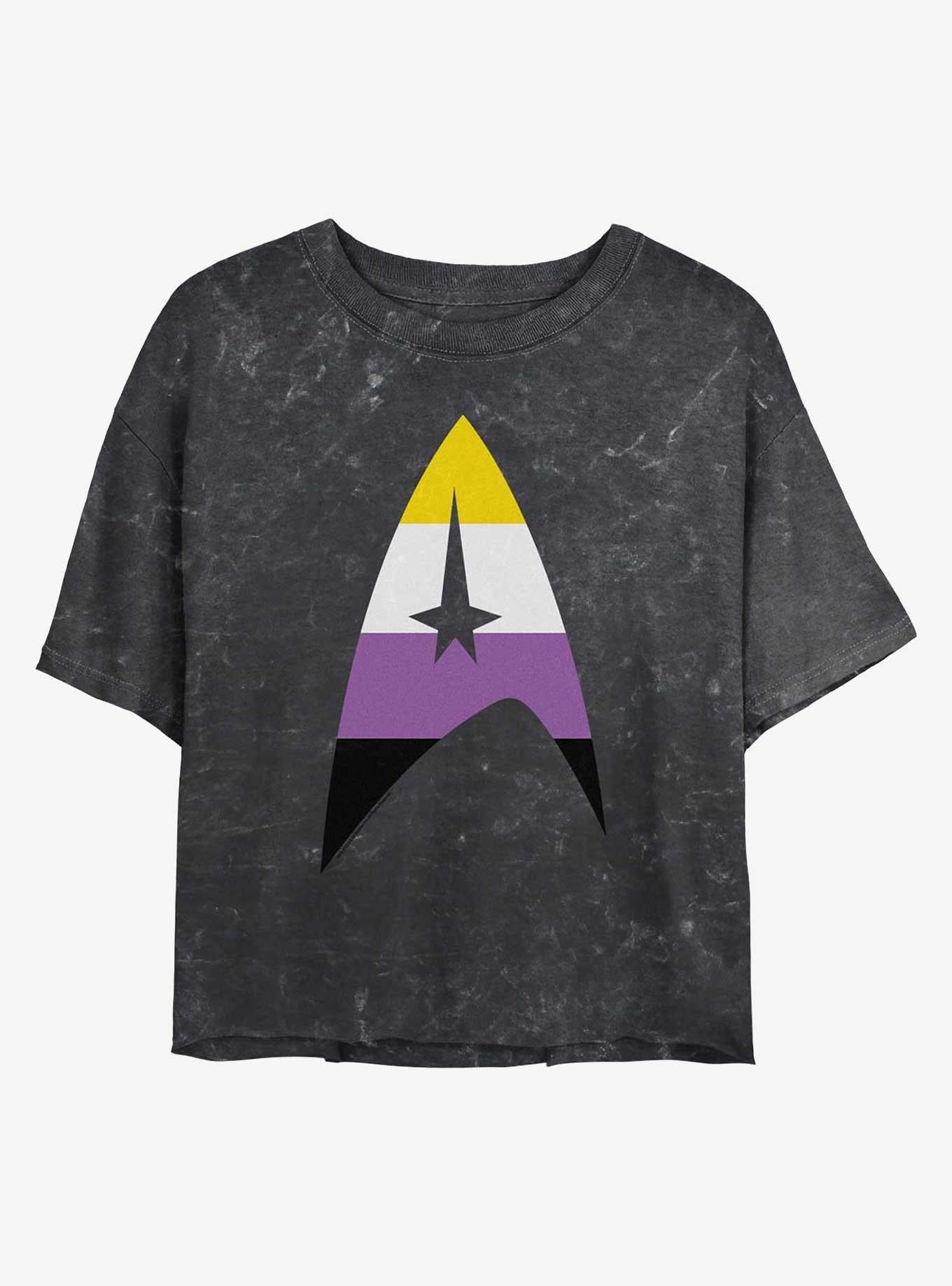 Star Trek Nonbinary Flag Logo Mineral Wash Crop T-Shirt | Trending Graphic Tee For Fans