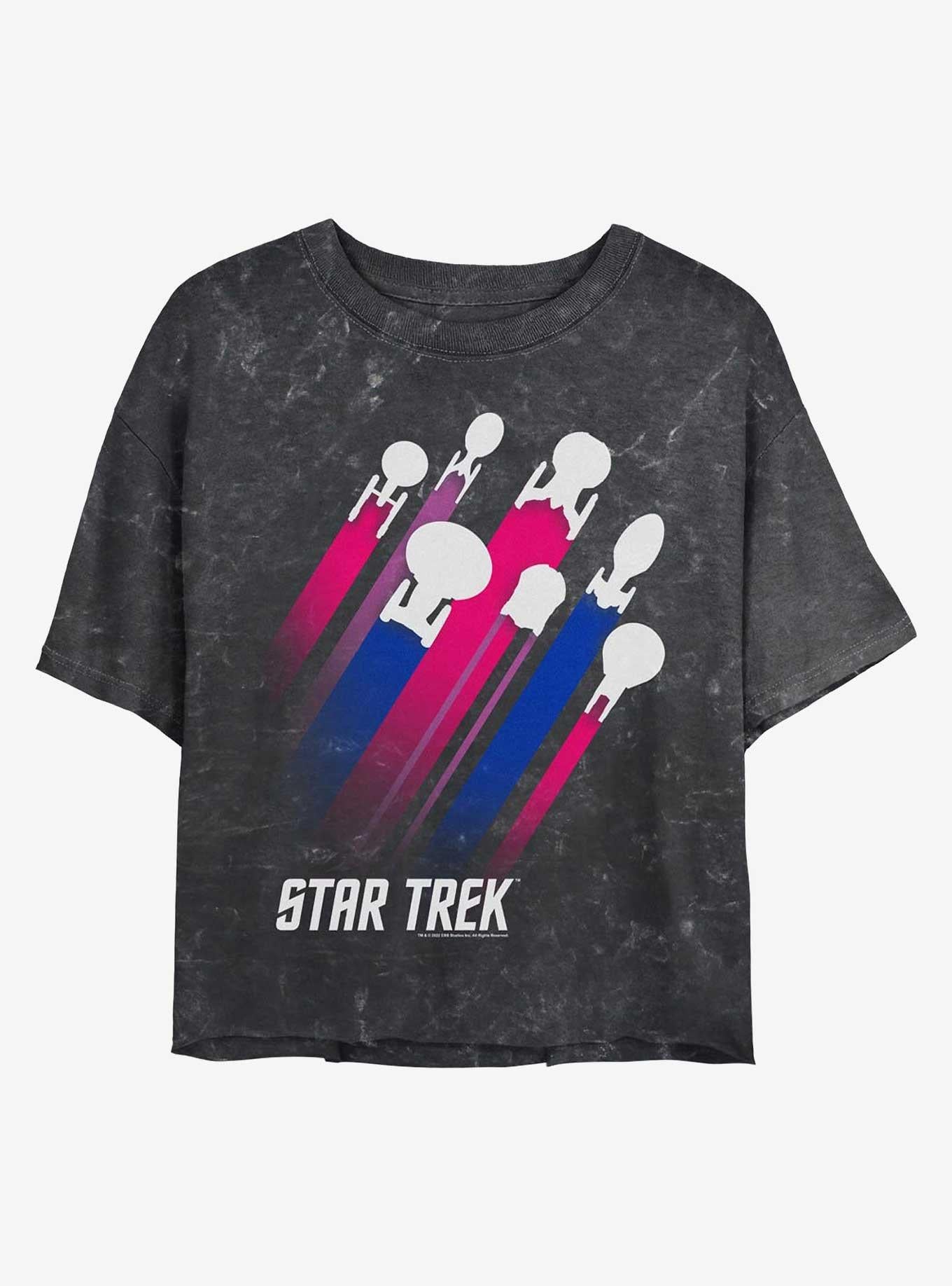 Star Trek Bisexual Pride Fleet Stripes Mineral Wash Crop T-Shirt | Trending Graphic Tee For Fans