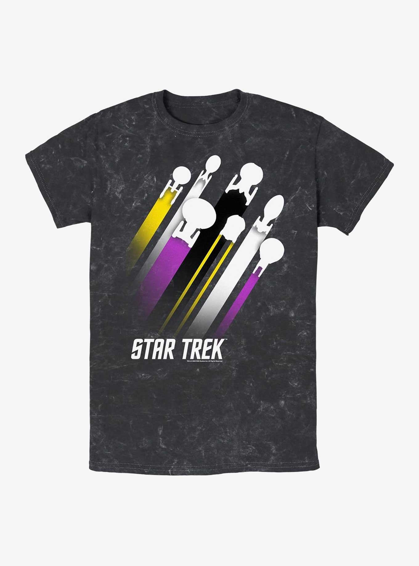 Star Trek Nonbinary Pride Fleet Stripes Mineral Wash T-Shirt | Trending Graphic Tee For Fans