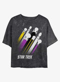 Star Trek Nonbinary Pride Fleet Stripes Mineral Wash Crop T-Shirt | Trending Graphic Tee For Fans