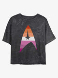 Star Trek Lesbian Flag Logo Mineral Wash Crop T-Shirt | Trending Graphic Tee For Fans