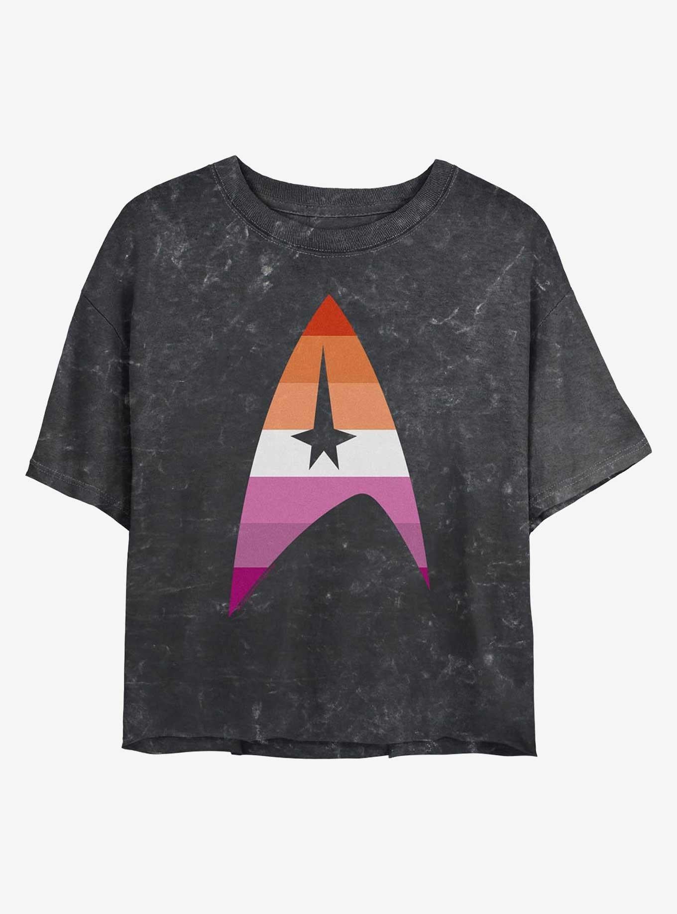 Star Trek Lesbian Flag Logo Mineral Wash Crop T-Shirt | Trending Graphic Tee For Fans