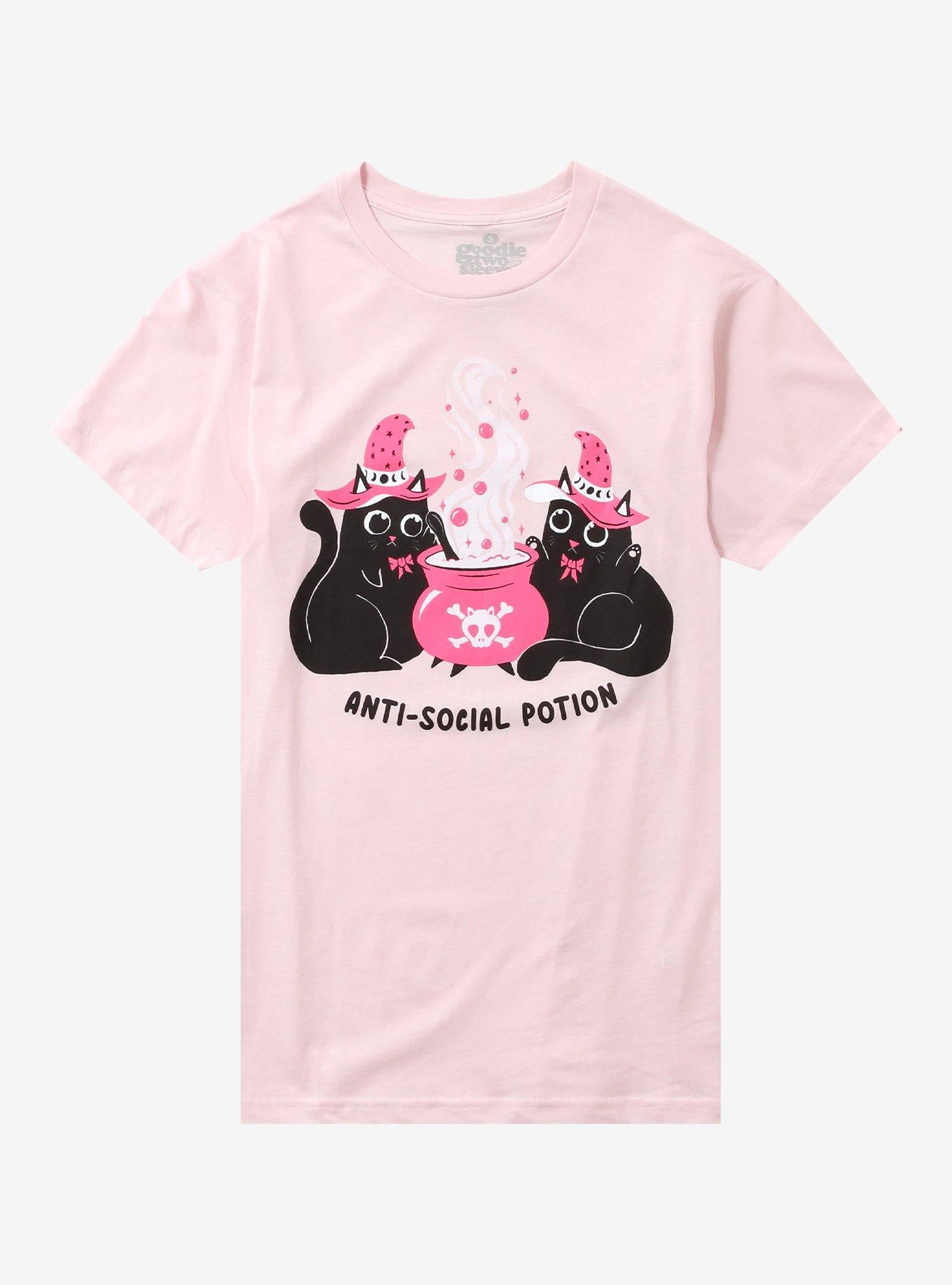 Anti-Social Potion Cats Girls By Goodie Two Sleeves T-Shirt | Trending Graphic Tee For Fans