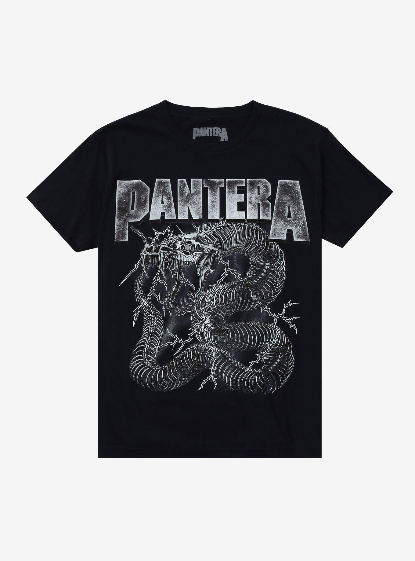 Pantera Dark Navy Blue Electrified Snake Skeleton T-Shirt | Trending Graphic Tee For Fans