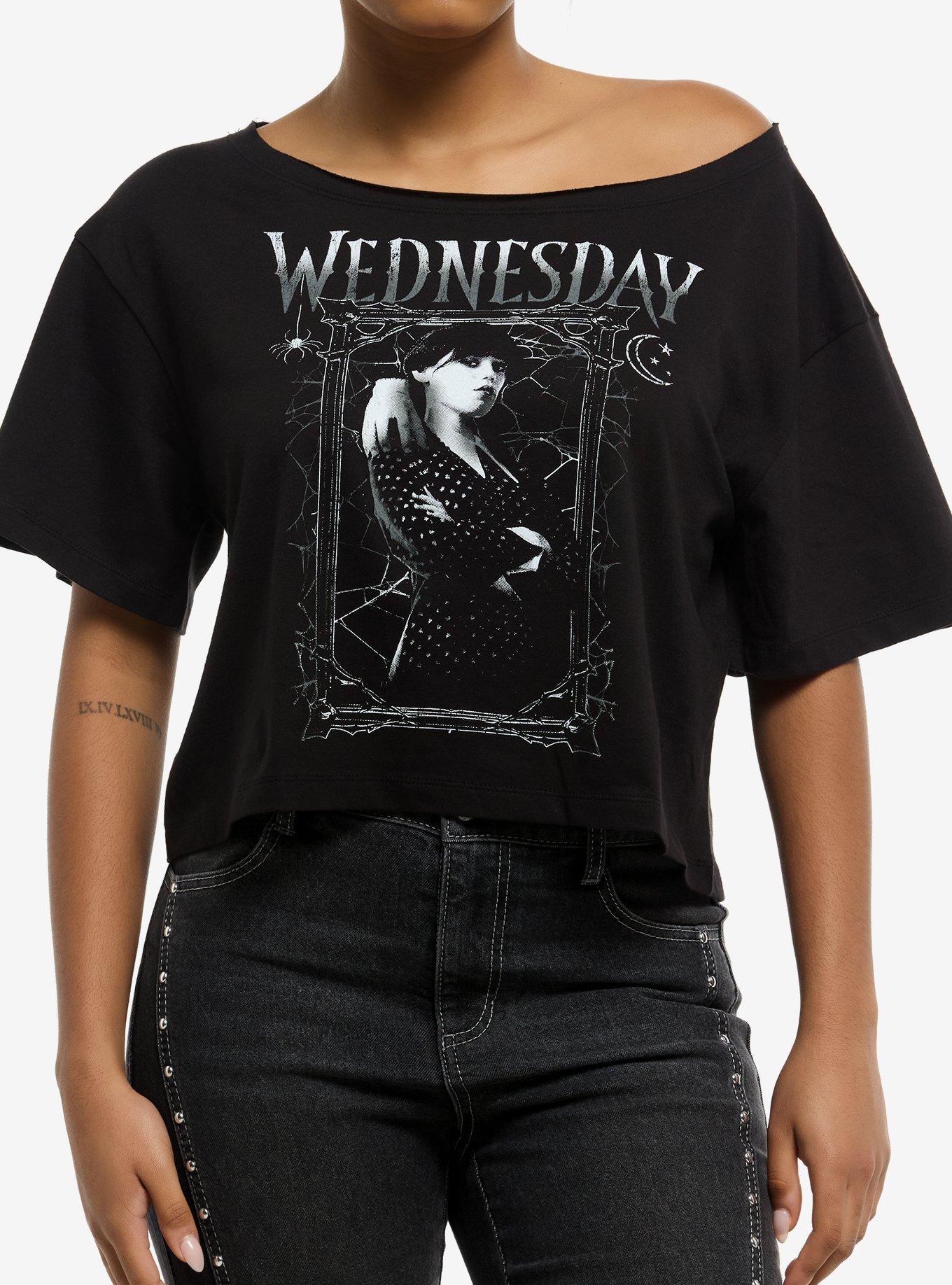 Wednesday & Thing Portrait Off-Shoulder Girls T-Shirt | Trending Graphic Tee For Fans