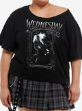 Wednesday & Thing Portrait Off-Shoulder Girls Plus Size T-Shirt | Trending Graphic Tee For Fans