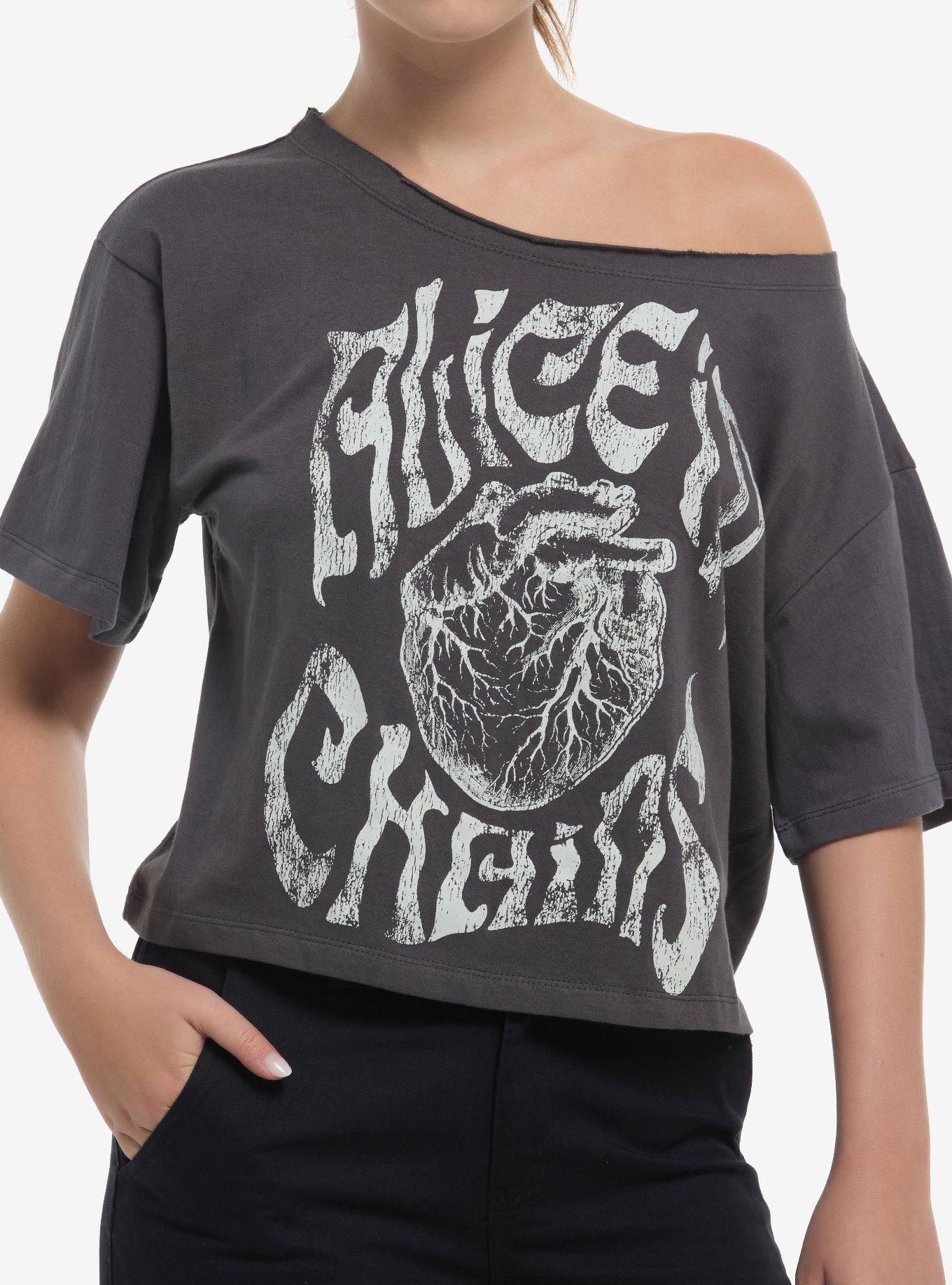 Alice In Chains Heart Off-Shoulder Girls T-Shirt | Trending Graphic Tee For Fans