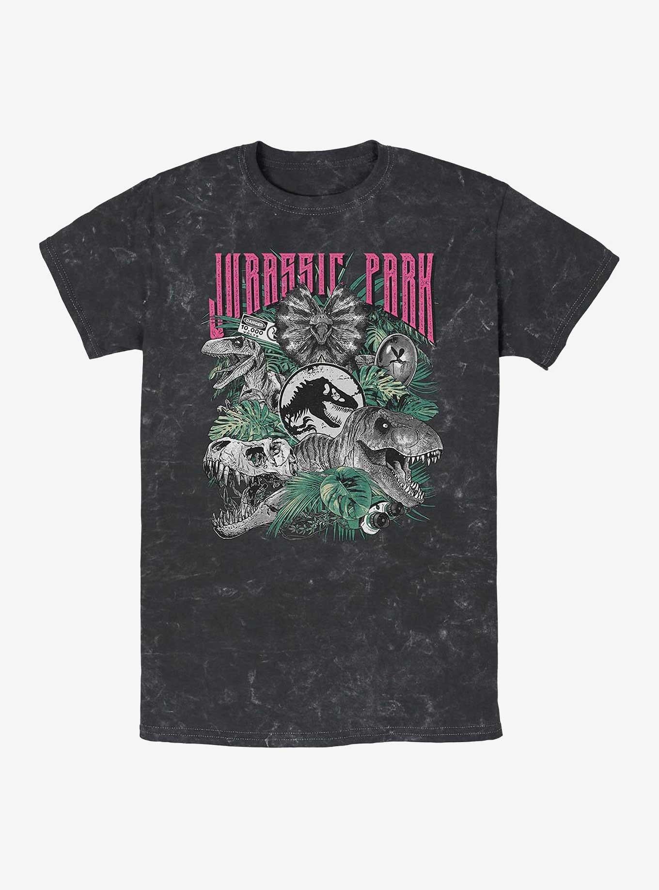 Jurassic Park Life Finds A Way Iconic Dinosaurs Mineral Wash Hot Topic Exclusive T-Shirt | Trending Graphic Tee For Fans