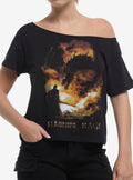 Feminine Rage Dragon Off-Shoulder Girls T-Shirt | Trending Graphic Tee For Fans