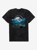 Jurassick World Rebirth Under Water Logo Mineral Wash T-Shirt | Trending Graphic Tee For Fans