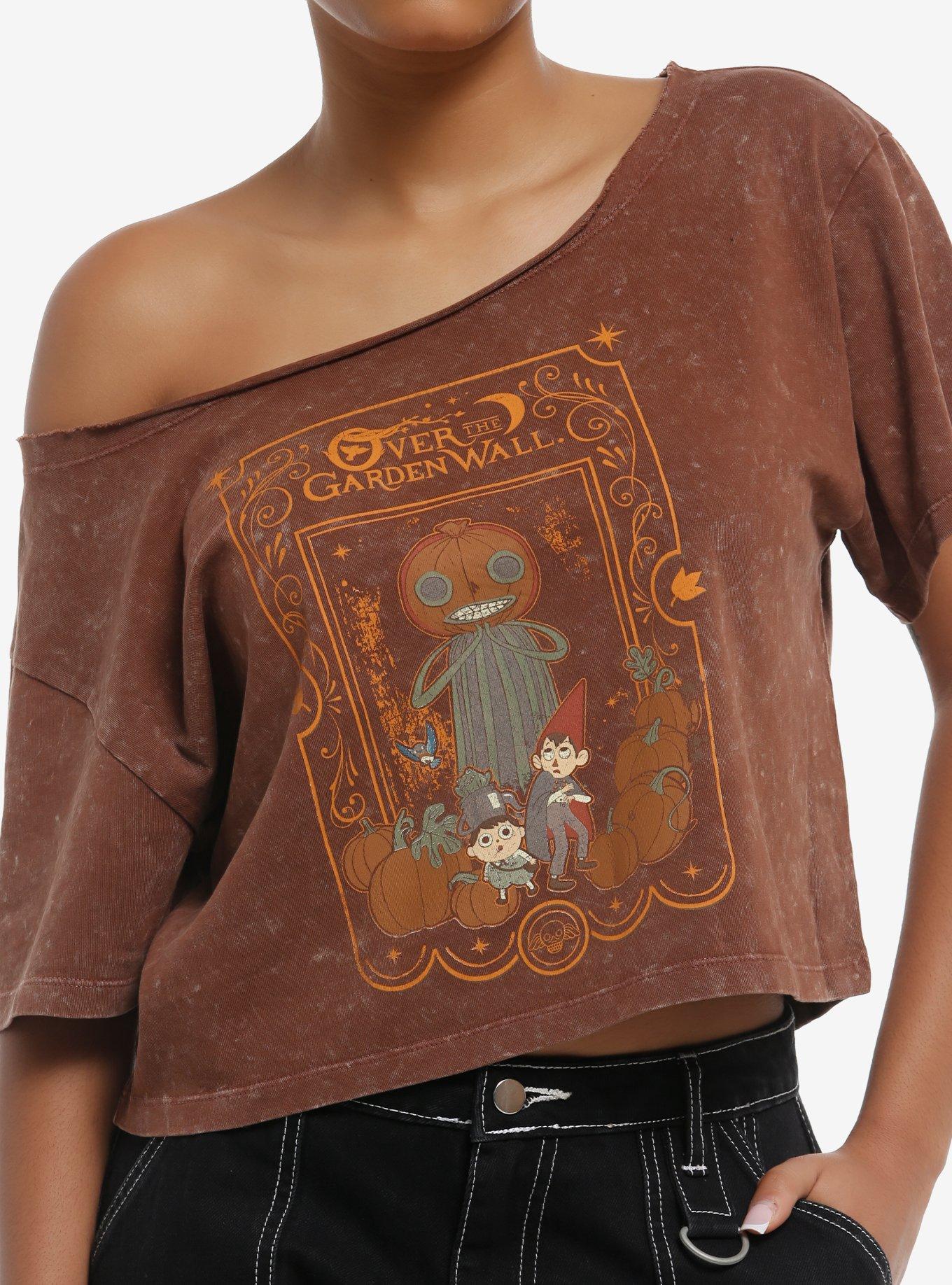 Over The Garden Wall Pottsfield Brown Wash Girls Off-The-Shoulder T-Shirt | Trending Graphic Tee For Fans