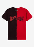 New Years Day Red & Black Split-Dye T-Shirt | Trending Graphic Tee For Fans