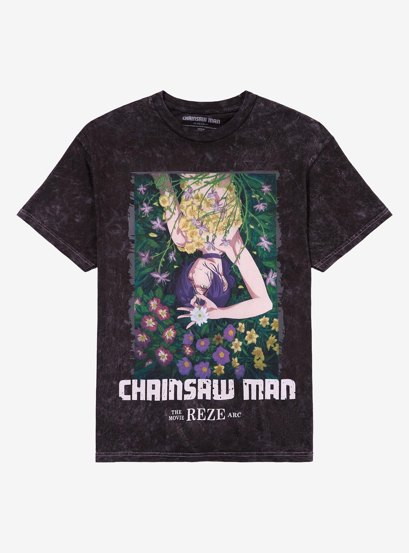 Chainsaw Man The Movie Reze Arc Flower Dark Wash T-Shirt | Trending Graphic Tee For Fans