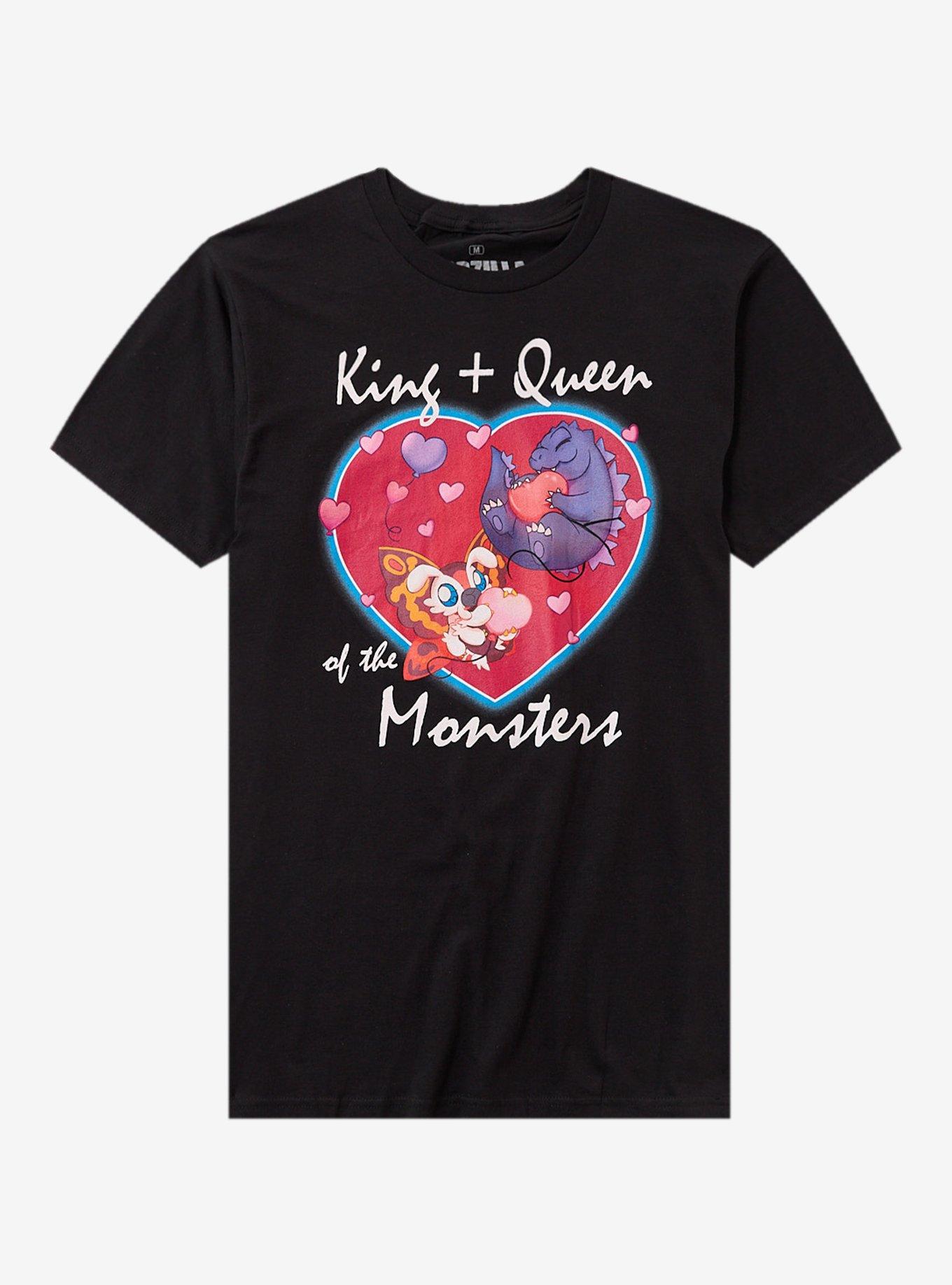 Godzilla & Mothra Heart King & Queen T-Shirt | Trending Graphic Tee For Fans