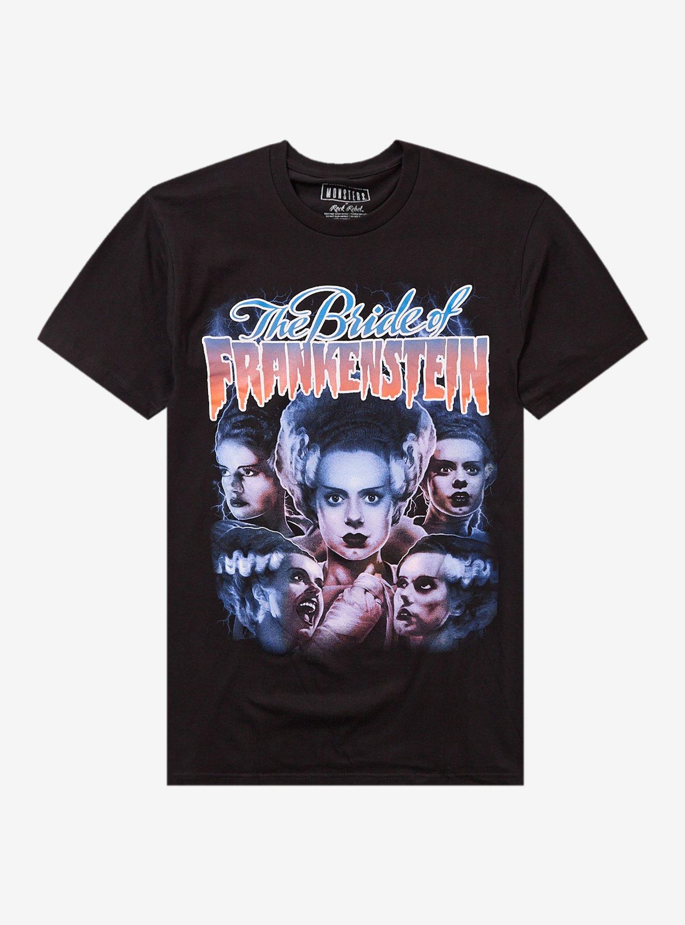 Rock Rebel Universal Monsters The Bride Of Frankenstein Collage T-Shirt | Trending Graphic Tee For Fans