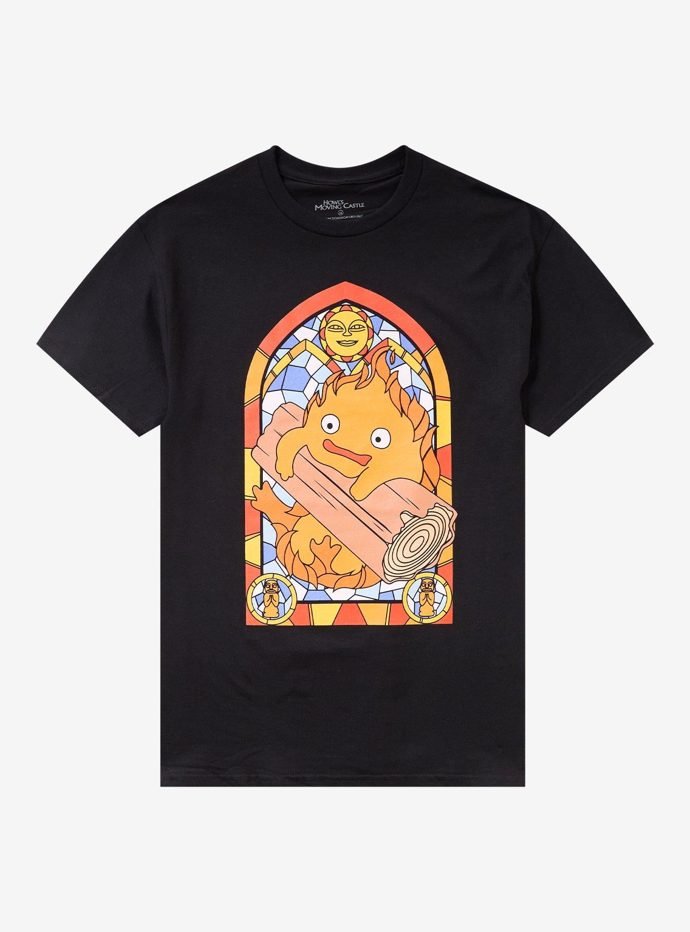 Studio Ghibli Howl's Moving Castle Calcifer Stained Glass T-Shirt | Trending Graphic Tee For Fans