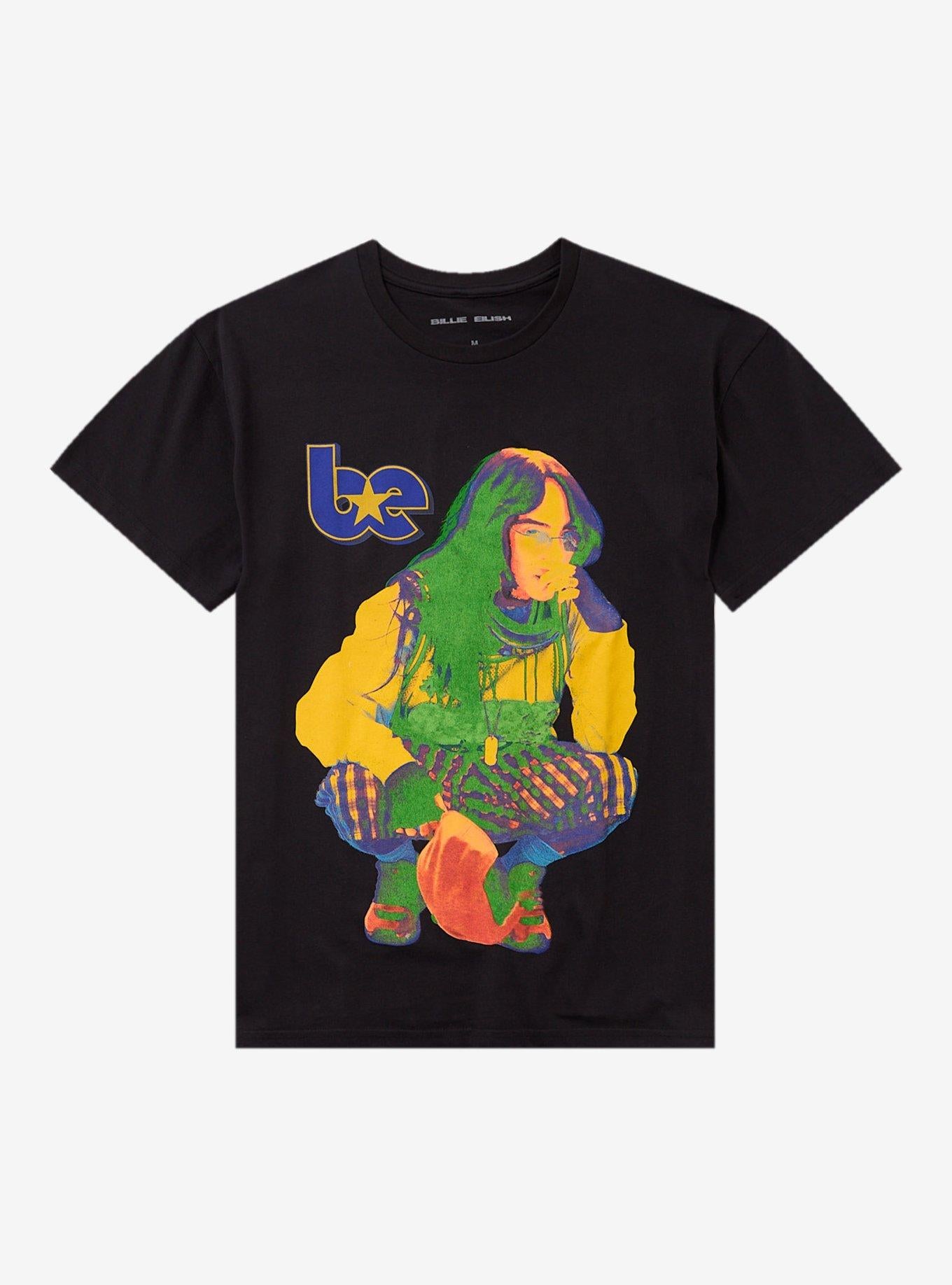 Billie Eilish Color Pop Crouching Portrait T-Shirt | Trending Graphic Tee For Fans