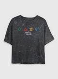 Squid Game Shapes Girls Mineral Wash Crop T-Shirt | Trending Graphic Tee For Fans