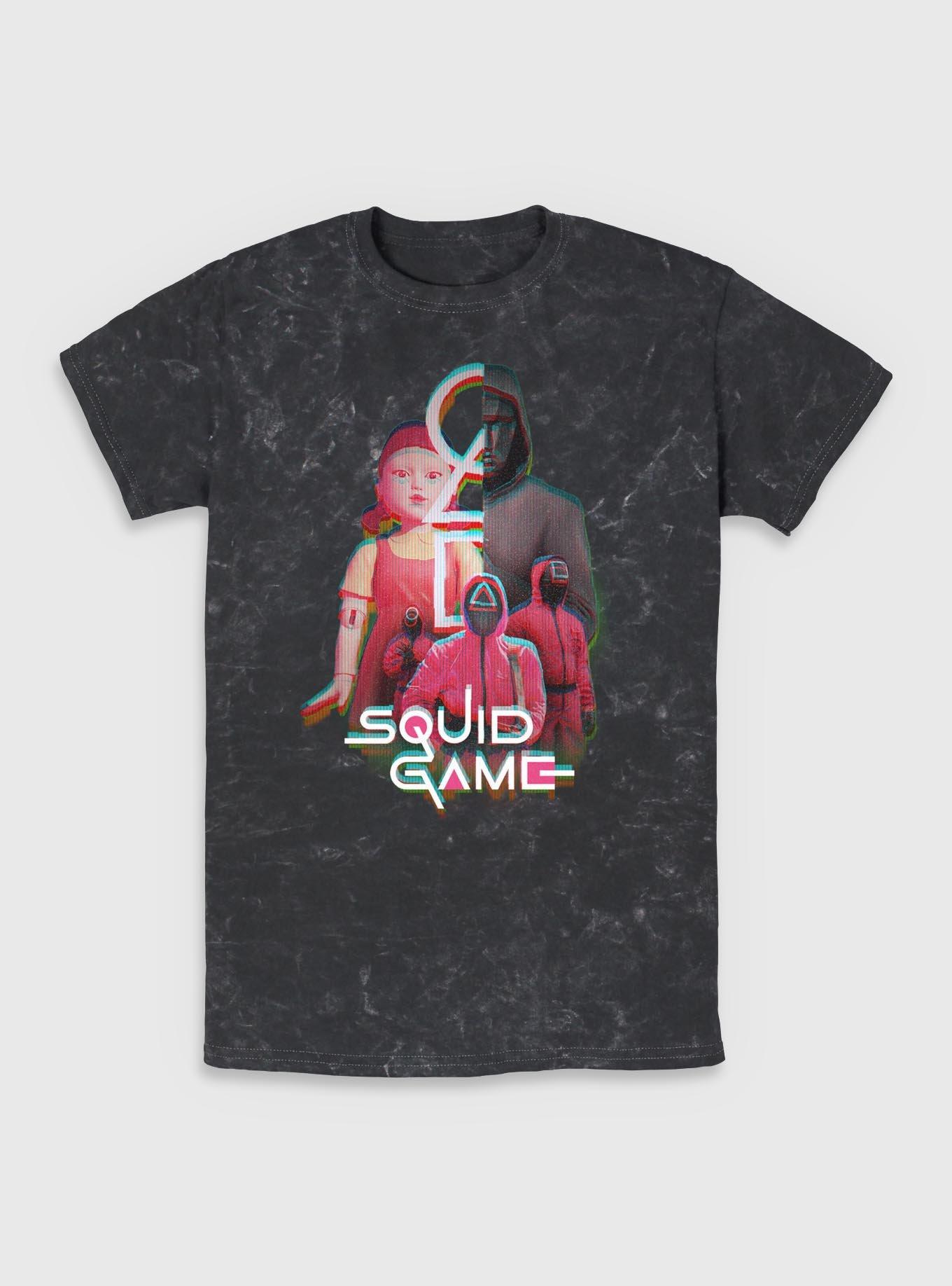 Squid Game Glitch Mineral Wash T-Shirt | Trending Graphic Tee For Fans