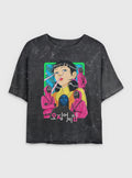 Squid Game Baddies Graphic Girls Mineral Wash Crop T-Shirt | Trending Graphic Tee For Fans