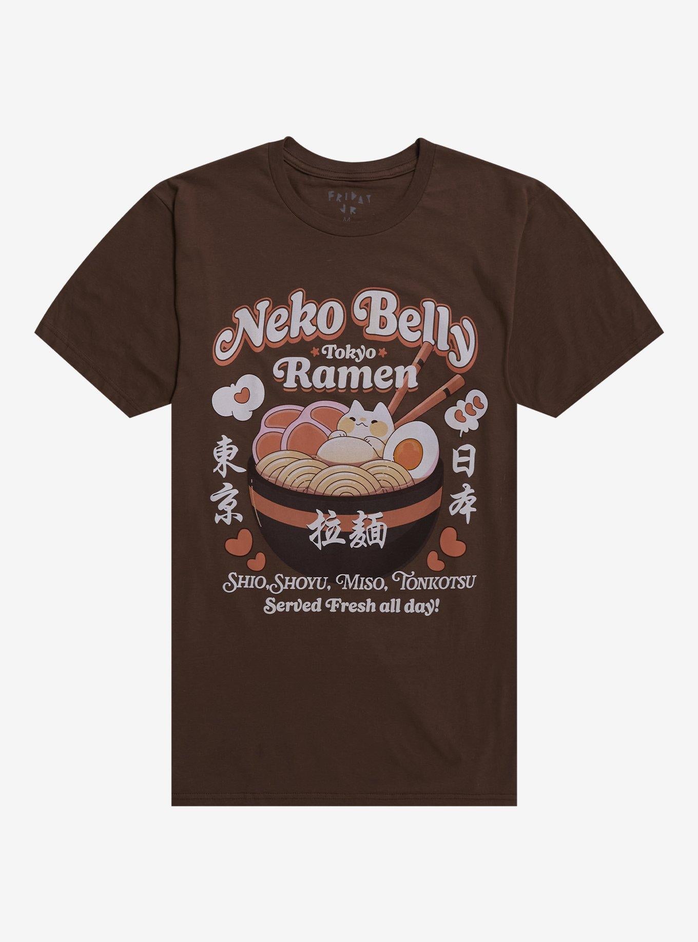 Neko Belly Ramen By Friday Jr. T-Shirt | Trending Graphic Tee For Fans