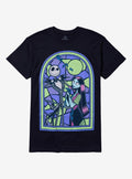 The Nightmare Before Christmas Jack & Sally Stained Glass T-Shirt | Trending Graphic Tee For Fans