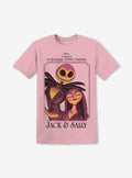 The Nightmare Before Christmas Jack & Sally Pink Portrait T-Shirt | Trending Graphic Tee For Fans