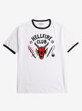 Stranger Things Hellfire Club Black & White Ringer T-Shirt | Trending Graphic Tee For Fans