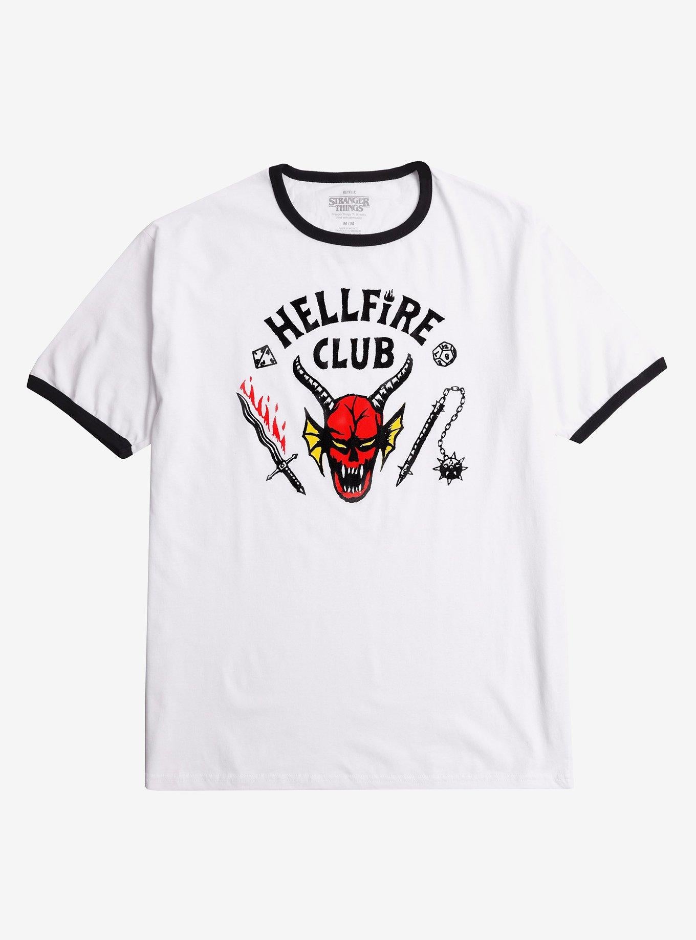 Stranger Things Hellfire Club Black & White Ringer T-Shirt | Trending Graphic Tee For Fans