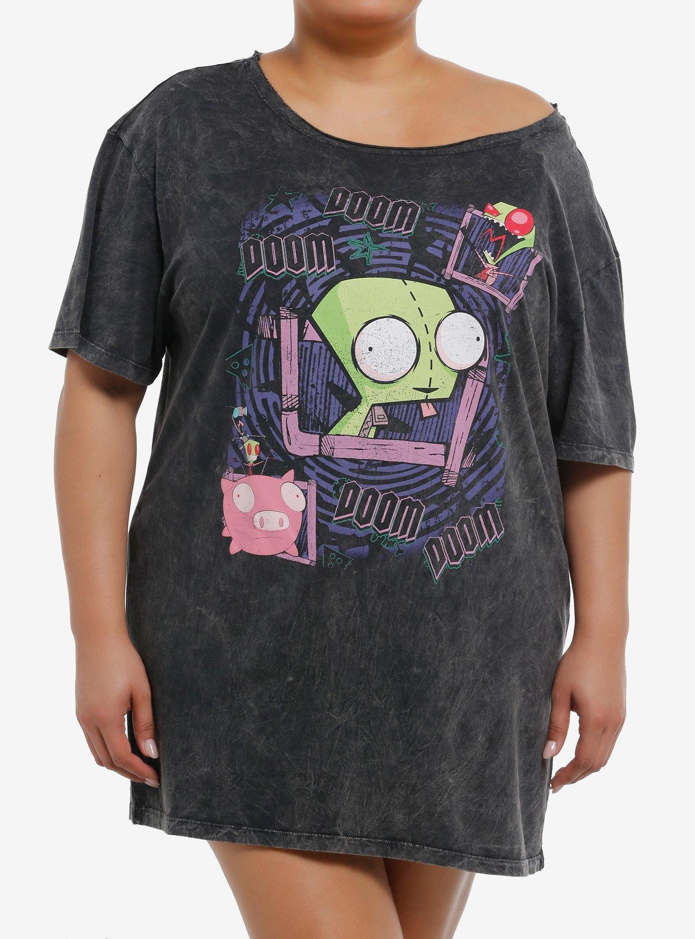 Invader Zim GIR Off-The-Shoulder Dress Plus Size T-Shirt | Trending Graphic Tee For Fans
