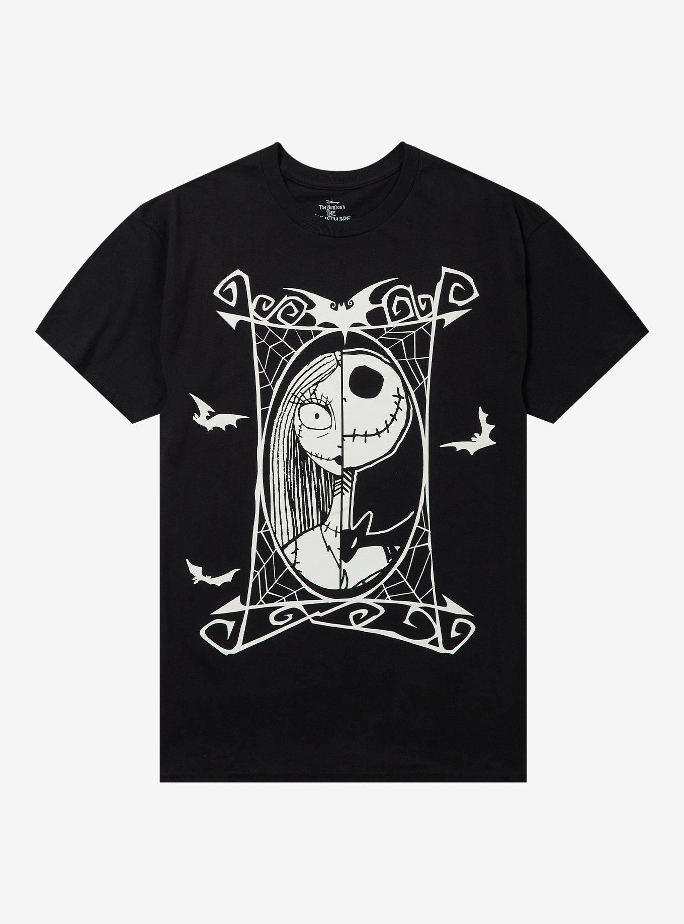 The Nightmare Before Christmas Jack & Sally Split Portrait T-Shirt | Trending Graphic Tee For Fans